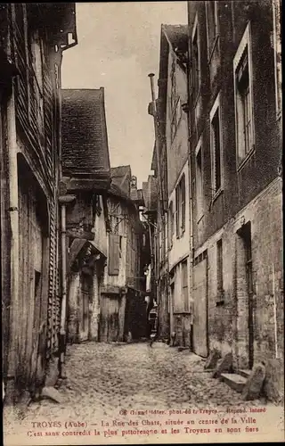 Ak Troyes Aube, La Rue des Chats, Stadtzentrum