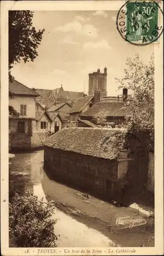 Ak Troyes-Aube, Ein Arm der Seine, Die Kathedrale