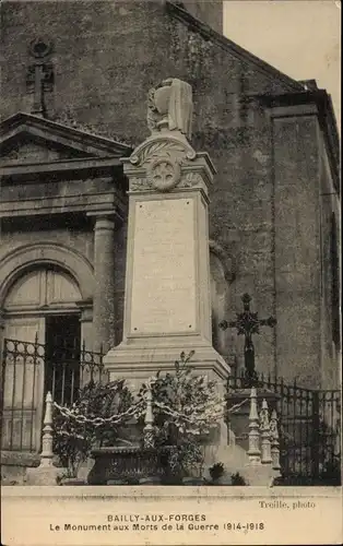 Postkarte Bailly-aux-Forges Haute Marne, Kriegsdenkmal 1914-1918