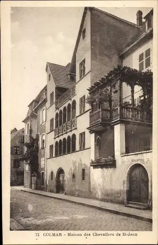 Ak Colmar Haut Rhin Elsaß, Maison des Chevaliers de St. Jean, Straßenpartie