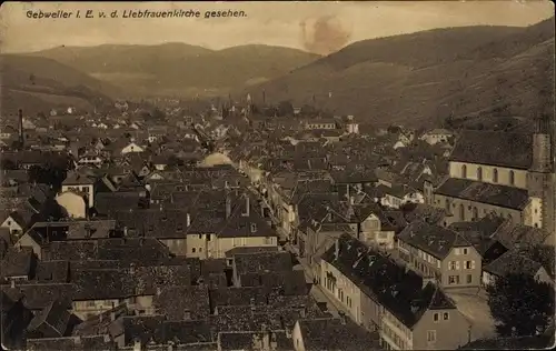 Ak Guebwiller Gebweiler Elsass Haut Rhin, Totalansicht, Liebfrauenkirche