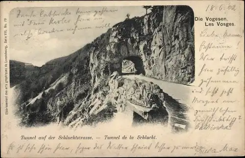 Ak Vosges, Tunnel auf der Schluchtstraße