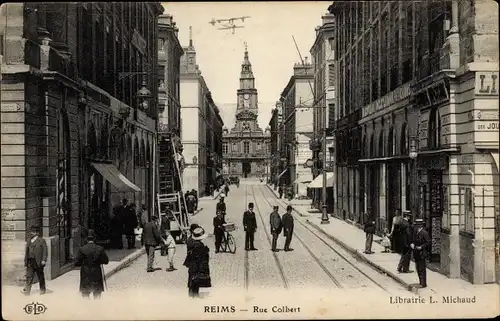 Ak Reims Marne, Rue Colbert