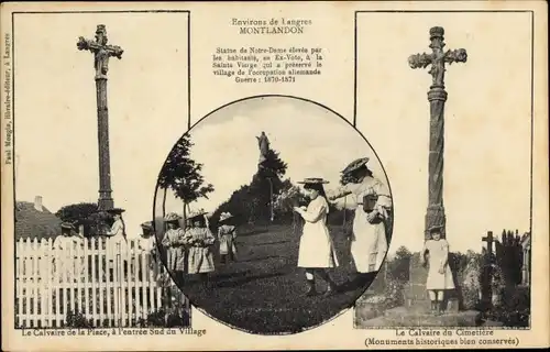 Ak Montlandon Eure et Loir, Place Calvary, Cemetery Calvary