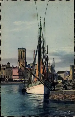 Ak La Rochelle Charente-Maritime, Hafen, Kirche Saint-Sauveur