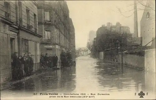 Ak Paris XV., Überschwemmungen 1910, Rue Duranton