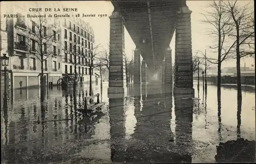 Ak Paris XV., Seineflut 1910, Boulevard de Granelle