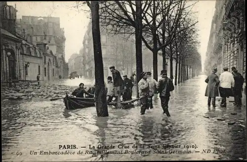 Ak Paris V., Die große Seineflut, Januar 1910, Bvd Saint Germain