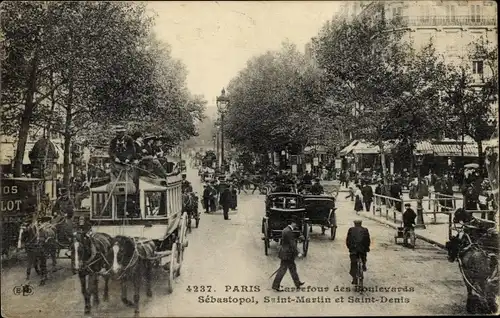 Ak Paris X., Kreuzung der Boulevards Sebastopol, Saint Martin, Saint Denis