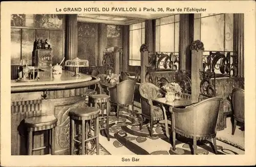 Ak Paris X., The Grand Hotel du Pavillon, 36, Rue de l'Echiquler, seine Bar