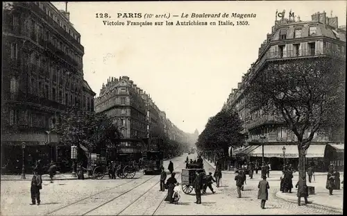 Ak Paris X., Le Boulevard de Magenta