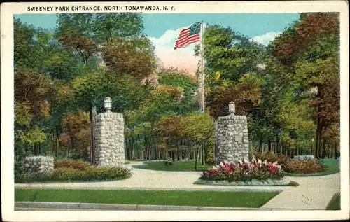 Ak North Tonawanda NY, Eingang zum Sweeney Park