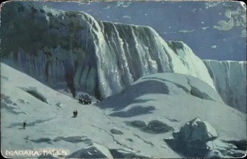 Ak Niagara Falls New York USA, Niagarafälle vereist