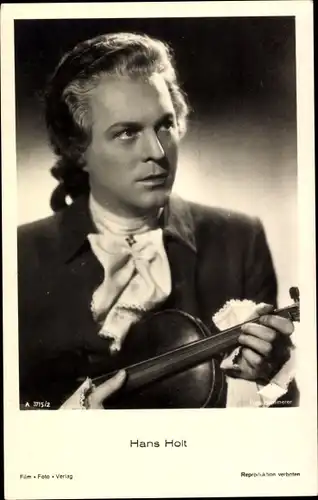 Ak Schauspieler Hans Holt, Portrait, Violine, Film Foto Verlag A 3715/2