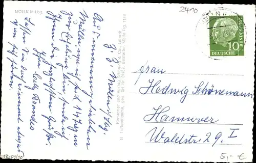 Ak Mölln in Lauenburg, Luftaufnahme, Kirche