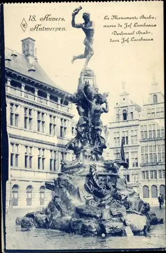 Ak Antwerpen Antwerpen Flandern, Das Brabo-Denkmal