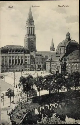 Ak Kiel, Stadttheater, Rathaus
