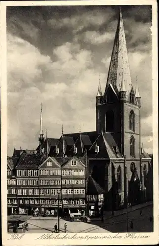 Ak Kiel, Nikolaikirche, persianische Häuser