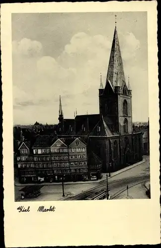 Ak Kiel, Markt, Nikolaikirche, persianische Häuser