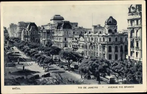Ak Rio de Janeiro Brasilien, Avenue Rio Branco