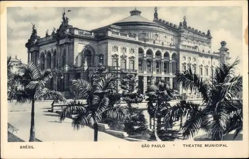 Ak São Paulo Brasilien, Theatre Municipal, Blick auf das Theater