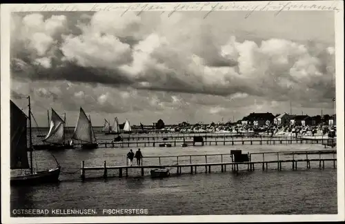 Ak Ostseebad Kellenhusen in Holstein, Fischerstege