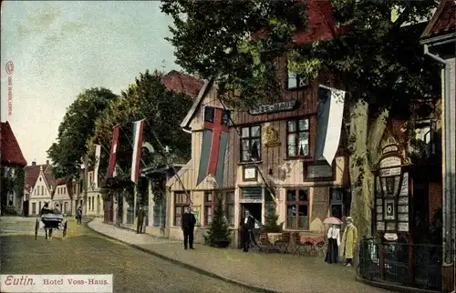 Ak Eutin, Hotel Voss-Haus, Flaggen