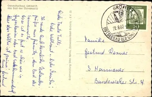 Ak Grömitz in Ostholstein, Terrasse, Palmen, Strandpartie