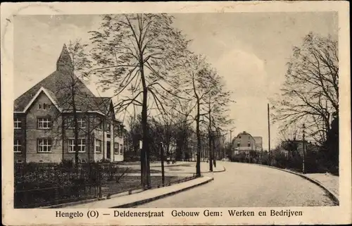 Ak Hengelo Overijssel Niederlande, Deldenerstraat, Gebäude Gem. Arbeit und Geschäft