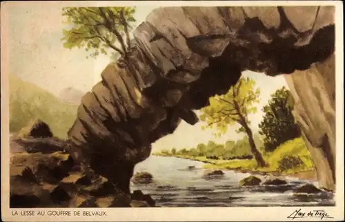 Künstler Ak Max de Tiege, Wallonie Namur, Lesse bei Couffre de Belvaux