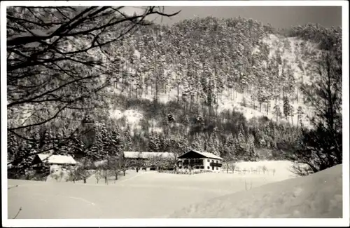 Ak Thumsee Karlstein Bad Reichenhall Oberbayern, Haus Seeblick, Winter