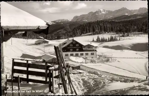 Ak Reit im Winkl Oberbayern, Winklmoos, Augustiner Alm, Winter