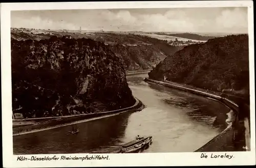 Ak Sankt Goarshausen am Rhein, Loreley, Köln-Düsseldorf Rheindampfschifffahrt