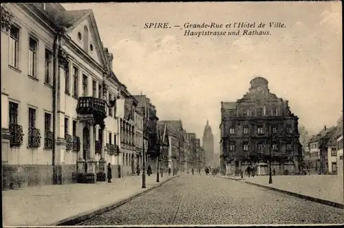 Ak Speyer, Rhein, Hauptstraße und Rathaus