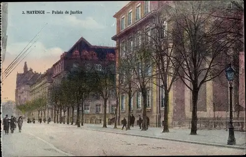 Ak Mainz Rhein, Partie am Justizpalast, Vorderansicht