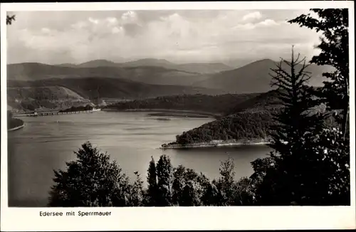 Ak Waldeck am Edersee Hessen, Edertalsperre, Sperrmauer