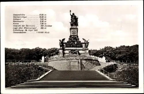 Ak Rüdesheim am Rhein, Niederwald Nationaldenkmal