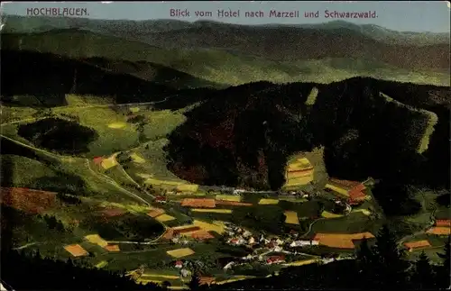 Ak Blauen Badenweiler im Schwarzwald, Hochblauen, Blick vom Hotel nach Marzell, Schwarzwald