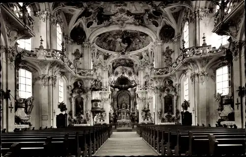 Ak Birnau Uhldingen Mühlhofen am Bodensee, Klosterkirche, Innenansicht
