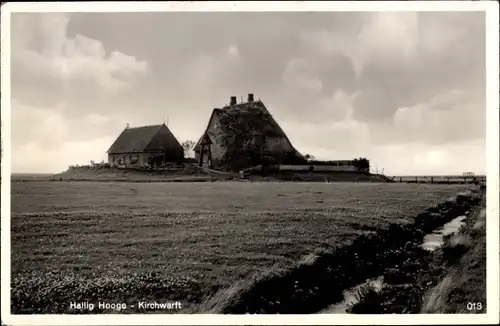 Ak Hallig Hooge in Nordfriesland, Kirchwarft