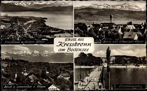 Ak Kressbronn am Bodensee, Landungssteg, Schweizer Alpen, Sonnenhof