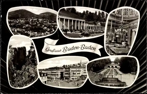 Ak Baden Baden am Schwarzwald, Panorama, Gebäude, Fels