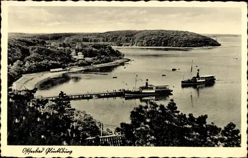 Ak Glücksburg an der Ostsee, Dampfer an der Anlegestelle