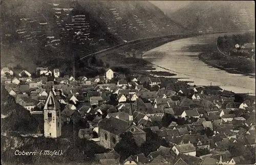 Ak Cobern Kobern Gondorf an der Mosel, Totalansicht, Kirchturm