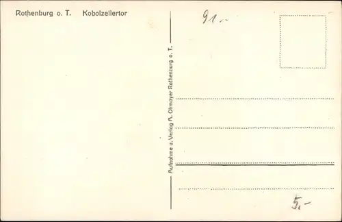 Ak Rothenburg ob der Tauber Mittelfranken, Kobolzellertor