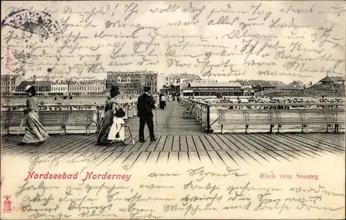 Ak Nordseebad Norderney Ostfriesland, Blick vom Seesteg