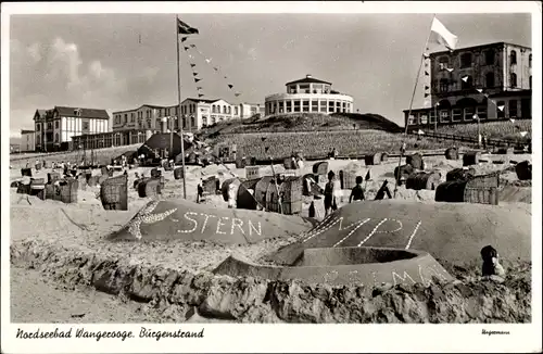 Ak Nordseebad Wangerooge in Ostfriesland, Strand, Burgenstrand, Sandburgen