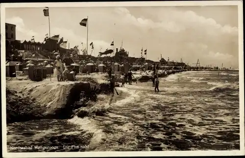 Ak Nordseebad Wangerooge in Ostfriesland, Strand, die Flut naht