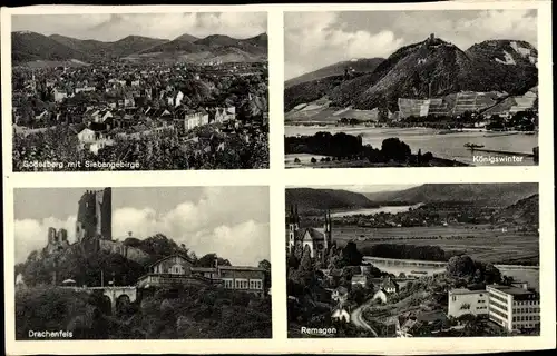Ak Königswinter am Rhein, Drachenfels, Remagen, Godesberg mit Siebengebirge