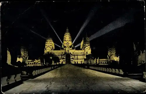 Ak Angkor Wat Kambodscha, Blick bei Nacht